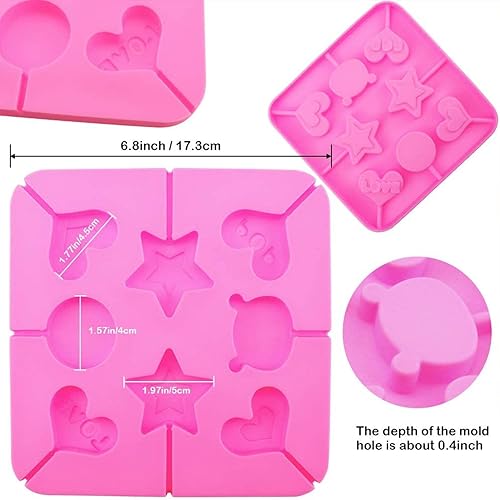 Miniatura 8 de Paquete de 2 moldes de silicona para piruletas, número de silicona, chocolate, dulces, decoración de pastel de cumpleaños, bandeja de silicona para