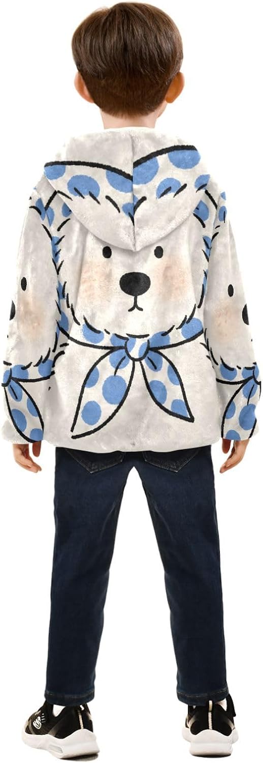 Cute Cartoon White Dog Toddler Hooded Jackets Outerwear Jackets & Coats Navy Blue Baby Boy Zipper Hoodie