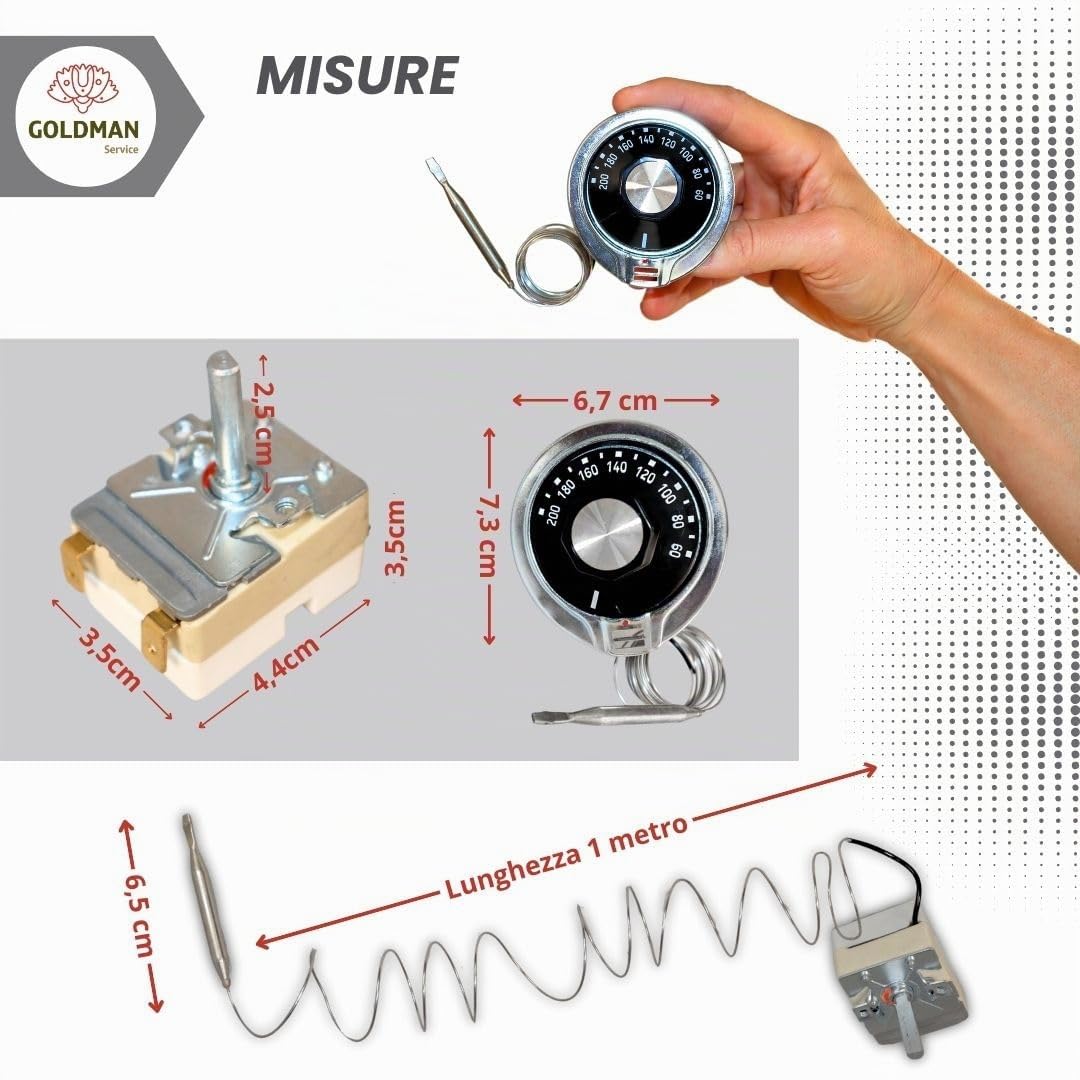 GOLDMAN SERVICE | Termostato universale per friggitrice industriale Ricambio universale con regolatore (da 50° a 205° C), 24007
