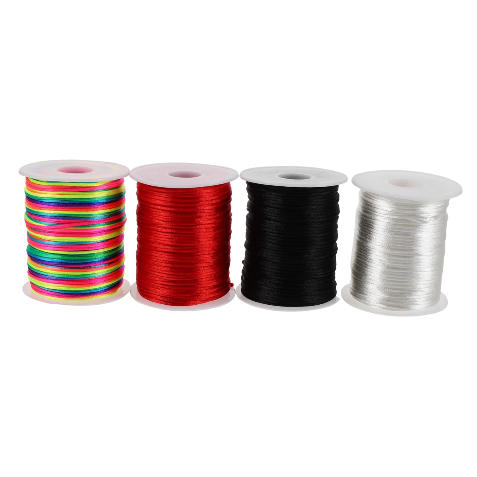 Cordon tressé ciré polyester pour création de bijoux et bracelets perlés - Lot de 4 rouleaux