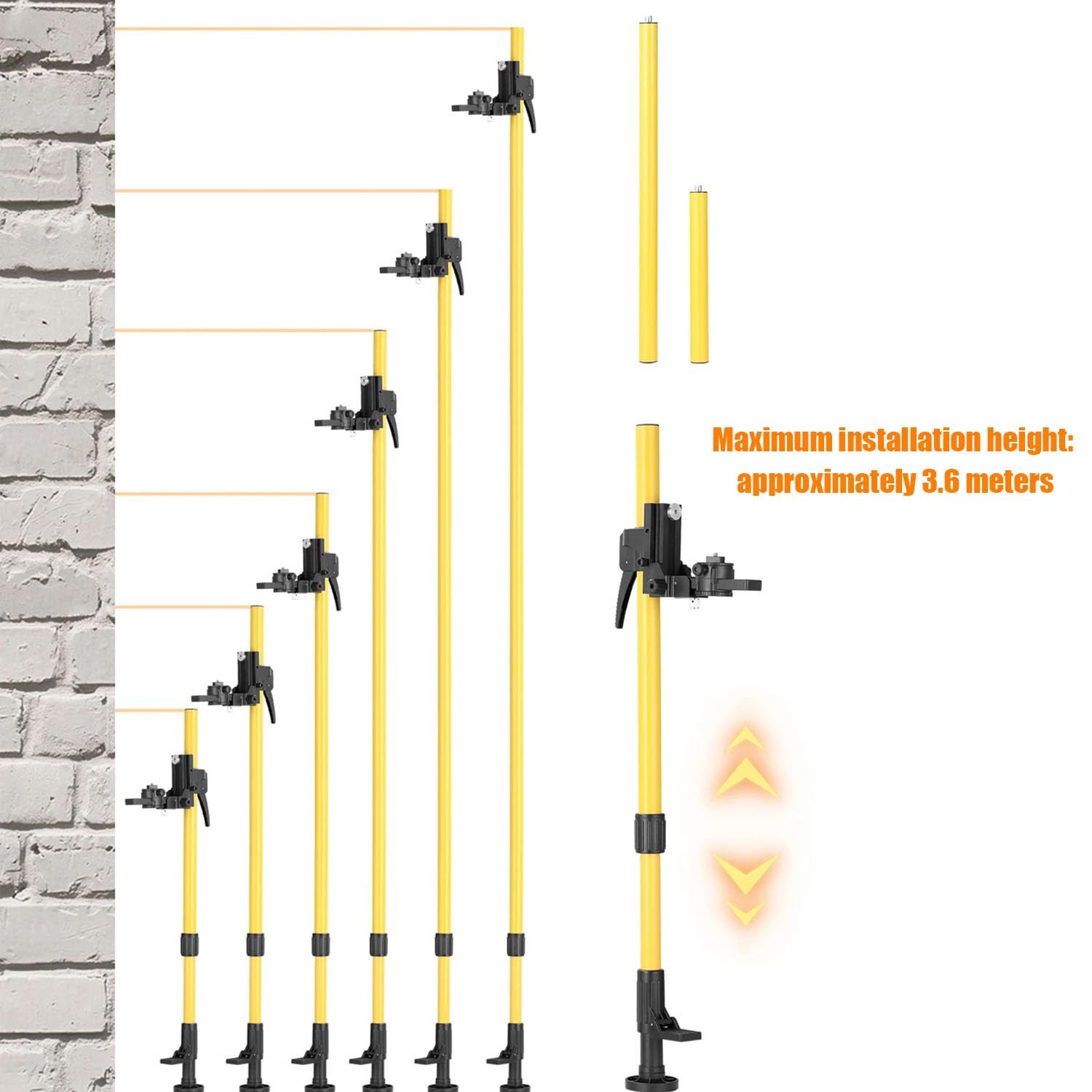 Tripode Nivel Laser,Rosca 1/4"-20 5/8"-11, Altura Ajustable De 70 a 360 Cm, Cabezal Multifuncional, Nivel Incorporado, Trípode De Aluminio, Con Barra Extensible Para Escáner Láser