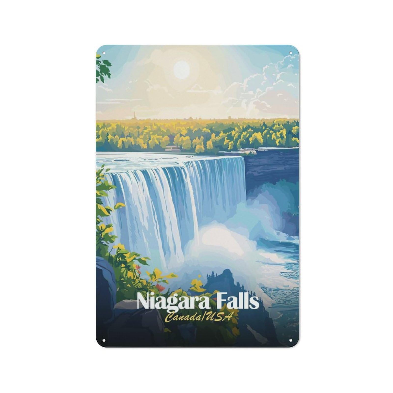 Niagara Falls Classic Metal Wall Decor 30x20cm, Metal Wall Plaque for Hobby Room, Office, Lounge Or Living Room