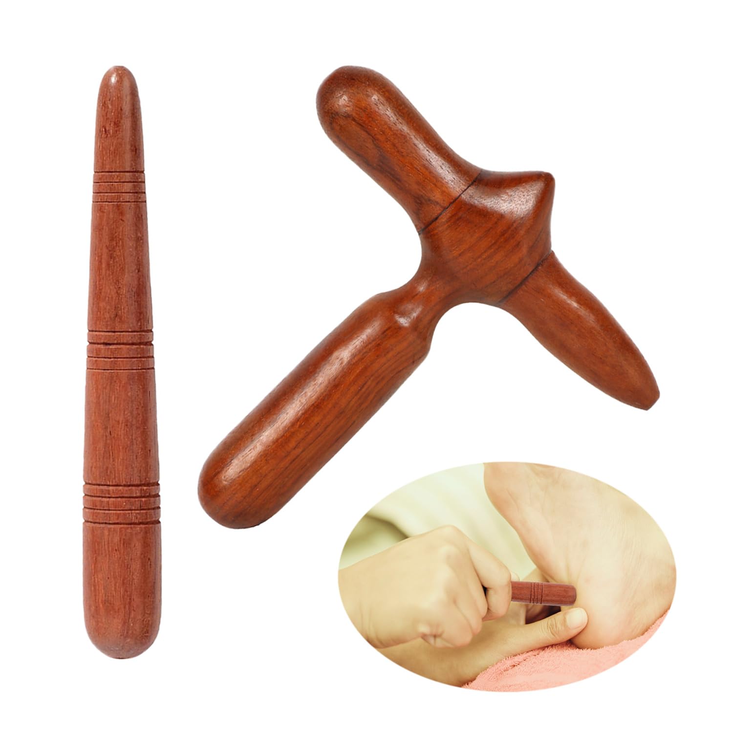 2 massaggiatori in legno, accessori per massaggio, massaggiatori per piedi, accessori per fisioterapia, strumenti per massaggio, facili da trasportare (colore legno grezzo)