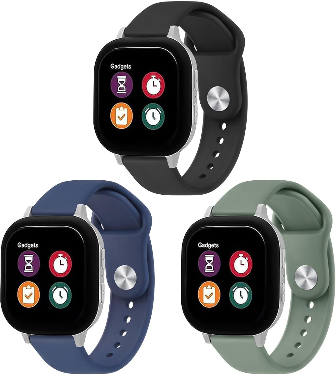 Vancle Paquete de 3 bandas de silicona compatibles con Gabb Watch 3e 3 2 1/Gizmo Watch 3 2 1, Cosmo JrTrack 5/4/3/2 SE/2/JrTrack Band, correa de muñeca de silicona impermeable de 20 mm