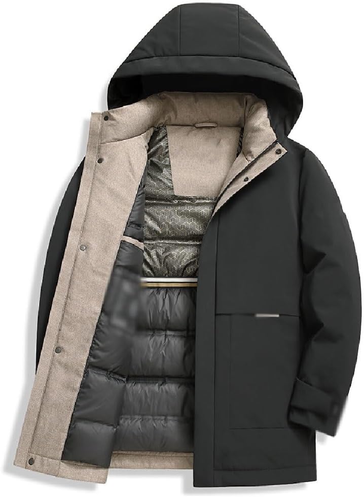 Men's Hooded Down Jacket Winter Thickened Warm and Coldproof Goose Dad