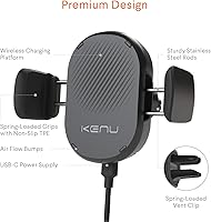 Vista 3 de Kenu Cargador inalámbrico para teléfono de coche Airframe Soporte para teléfono celular 360 grados pivotante, carga rápida Qi Agarre expandible