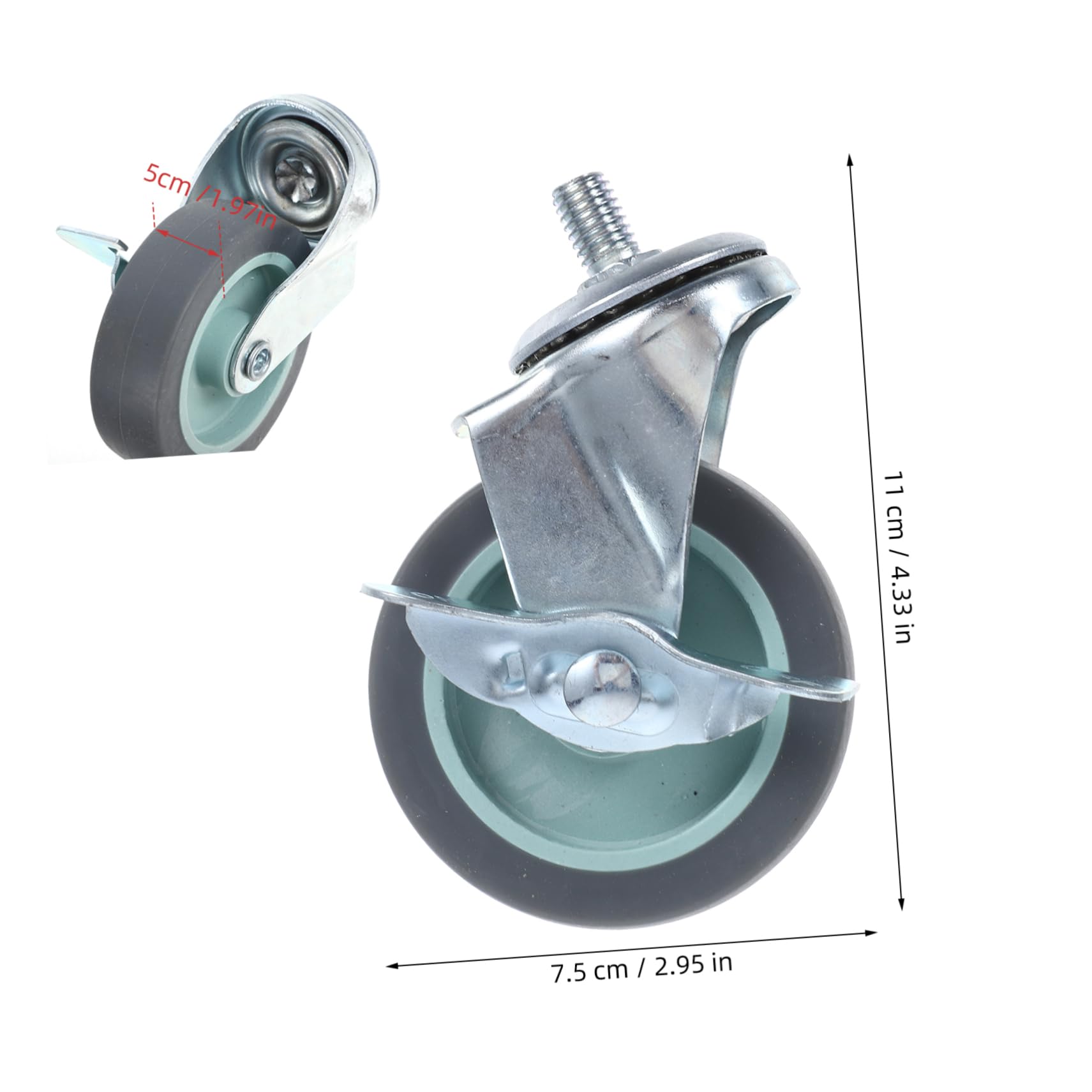 OSOLADY 4pcs Light Industrial Casters Stem Casters Universal Caster Wheels Roller Wheels Furniture Wheels Heavy Duty Caster Wheels Swivel Caster Wheels Casters Wheels Silver
