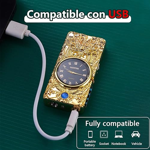 Miniatura 5 de SKRFIRE Encendedor eléctrico recargable, encendedor de esfera de reloj, encendedores de arco USB, encendedor de dragón de moda, encendedores de