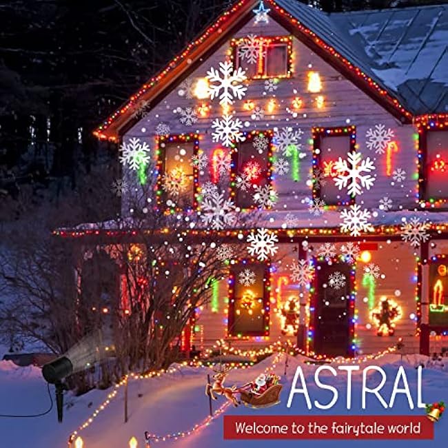 2 Pack Christmas Snowflake Projector Lights Outdoor, Led Rotating Snowfall Show Lights Waterproof Landscape Decorative Christmas Light Lighting for Xmas Holiday Garden Indoor Home Decoration Show