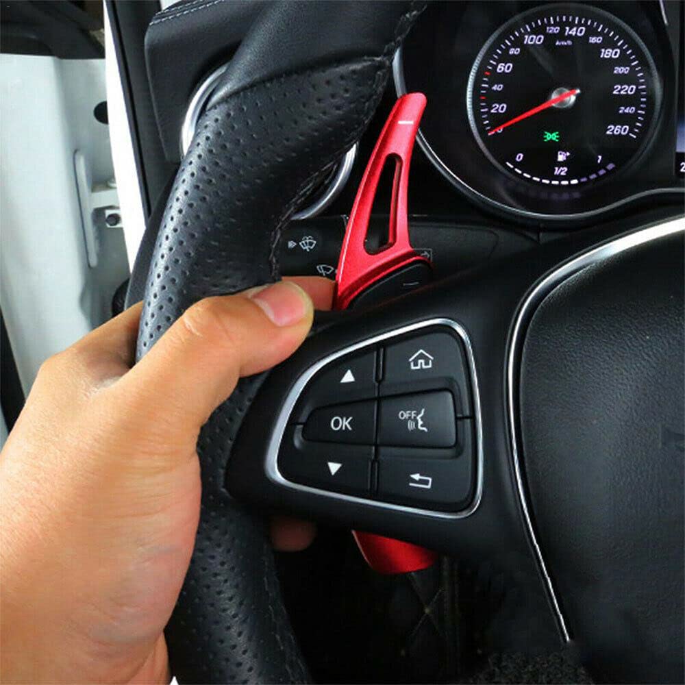Extensión del balancín del volante de aleación de aluminio para MerIce-IdeIs BIeI-nIz A B C CLA CLS E G GL GLA GLC GLE GLS Metris S SL Clase SLC (rojo)