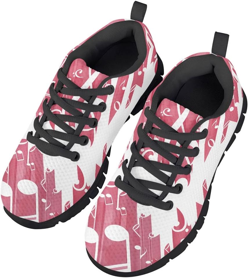 AmzPrint Donuts Print Low-Top Fashion Unisex-Child Walking Shoes Lightweight Lace-Up Girls Boys Black Sneakers Size 11.5