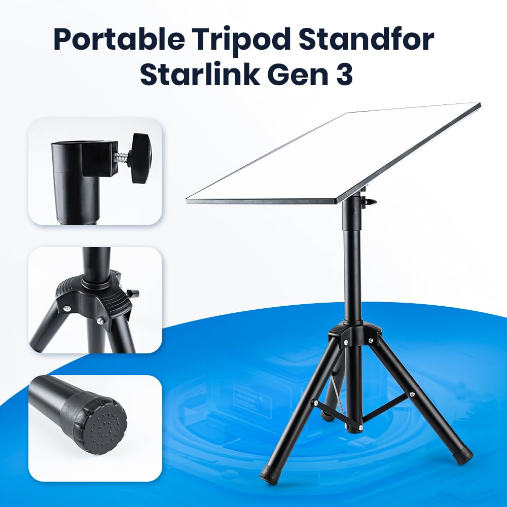Trépied Starlink Gen 3, kit de montage Starlink portable d'extérieur pour camping et voyage, trépied avec adaptateur de tuyau compatible avec Starlink Gen 3 V3 parabole