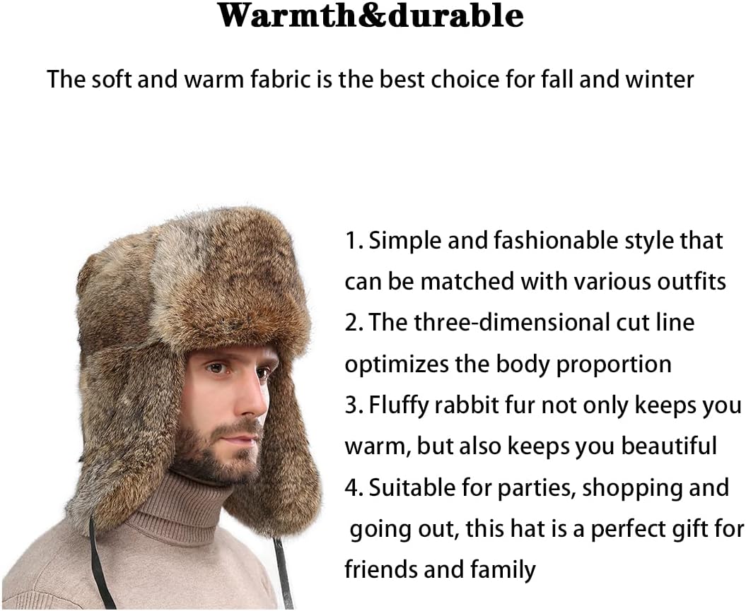 DAISHA Trapper Hat Trooper Hat,Russian Ushanka Hat Ear Flap Earmuff Beanie Hat.