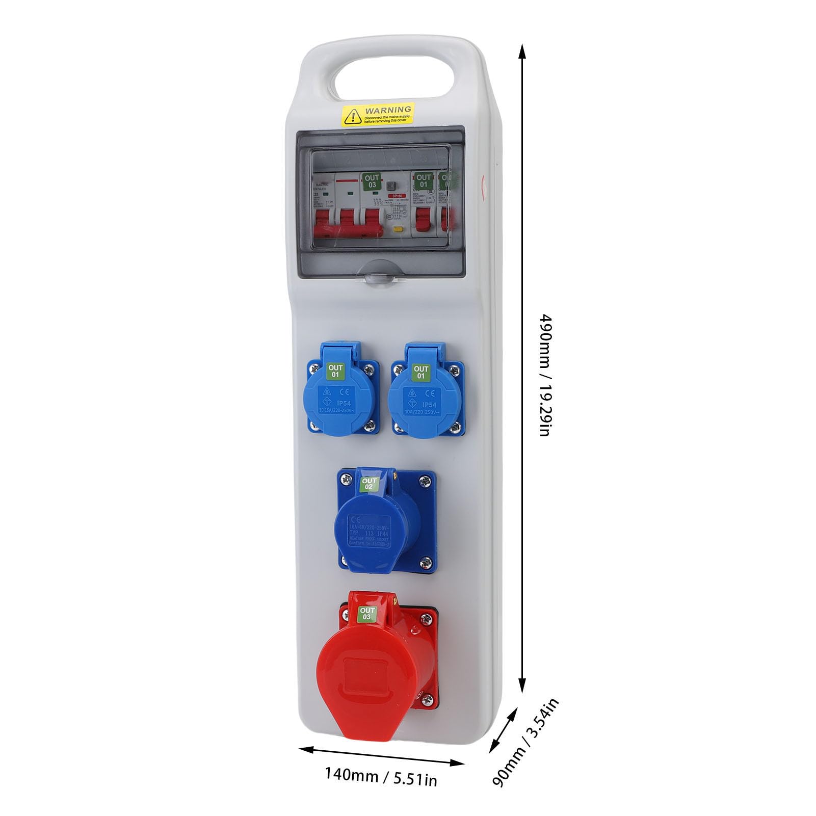 Walfront Scatola di Uscita Elettrica Industriale a Prova di Acqua Portatile Box di Distribuzione Esterno con Manico 490x140x90mm per Fabbrica di Cantiere