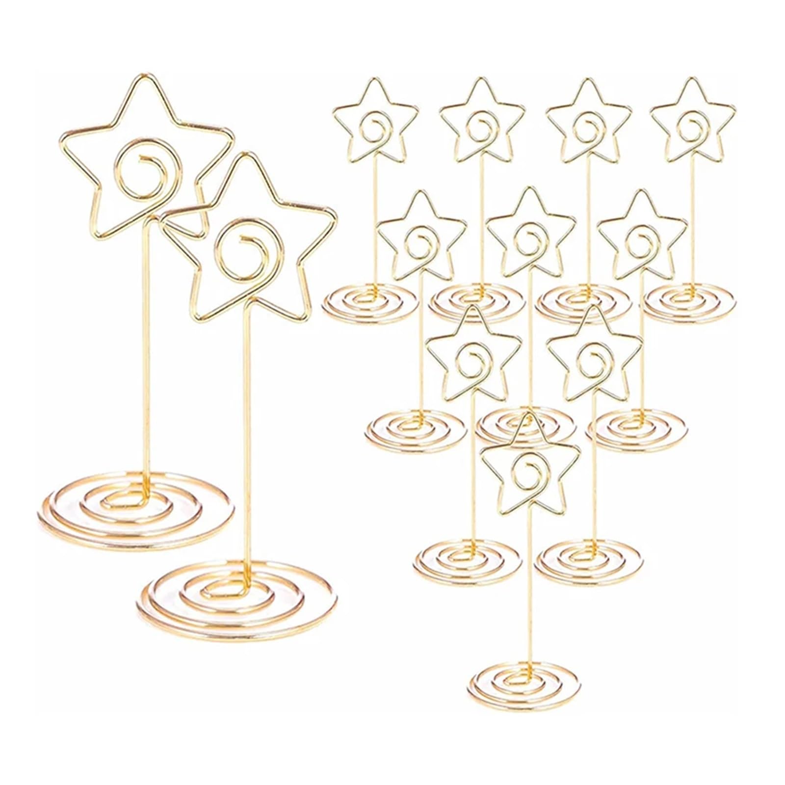 QMDSNFB Table Number Holders 10/20 Pcs Round Heart Star Shape Photo Holder Stand Table Number Holder Place Card Paper Menu Clips for Wedding Party Decor(Star-Gold,20pcs)