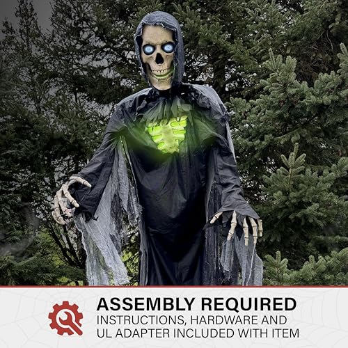 Haunted Hill Farm Motion-Activated 10-Ft. Tall Towering Reaper, Plug-in Talking Scare Prop Animatronic with Spooky Sound Effects and Lights for Indoor or Covered Outdoor Creepy Halloween Decoration by Haunted Hill Farm - Image 6