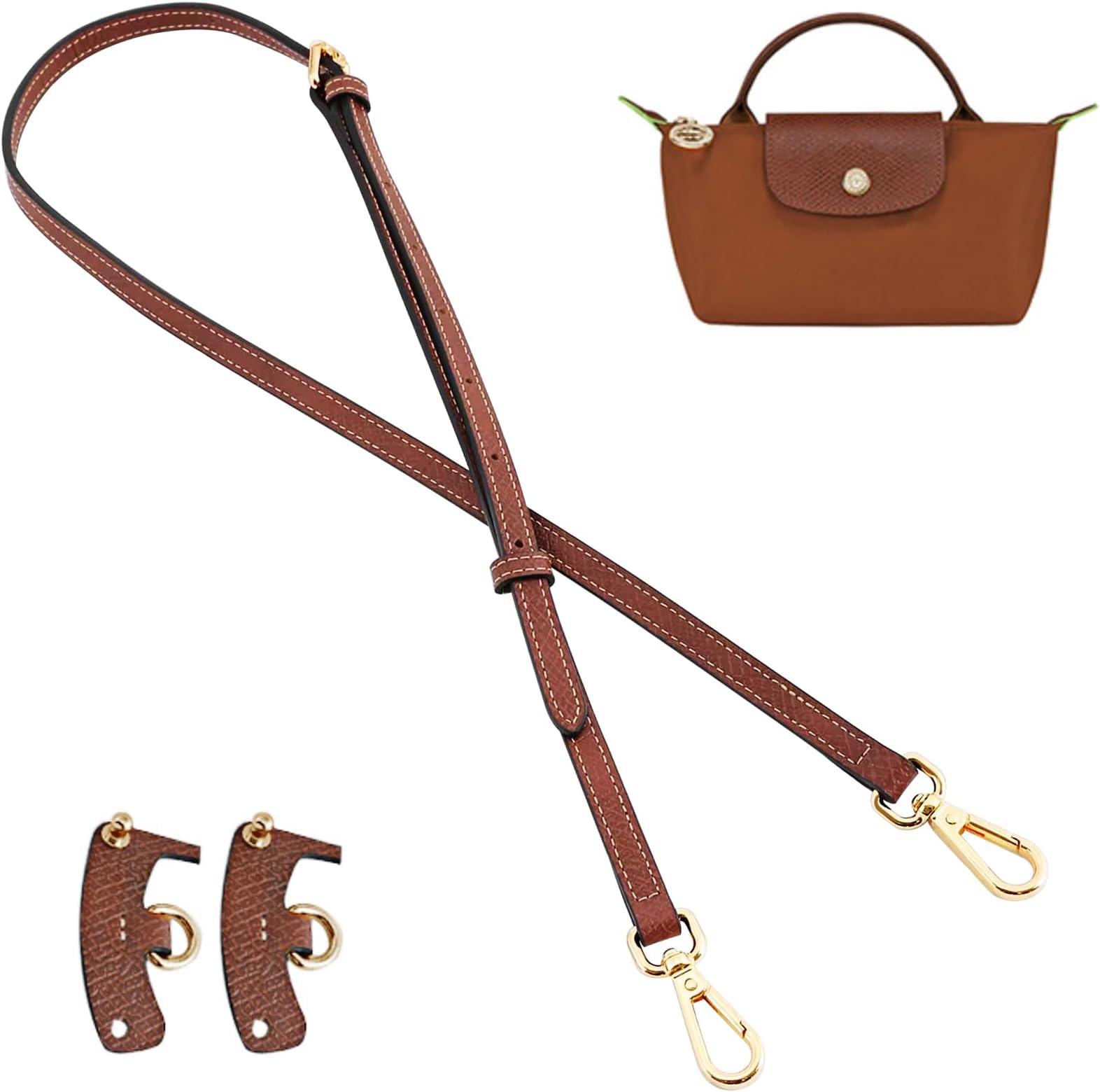 Jiesinlov Leather Bag Shoulder Strap Replacement Crossbody Adjustable Conversion Kit Fit for Mini Pouch
