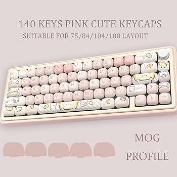 Amazon.com: PBT Cute Keycaps, Pink MOG Profile Keycap, 139