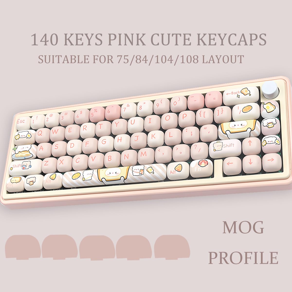 m♡ki Amazon.com: PBT Cute Keycaps, Pink MOG Profile Keycap, 139