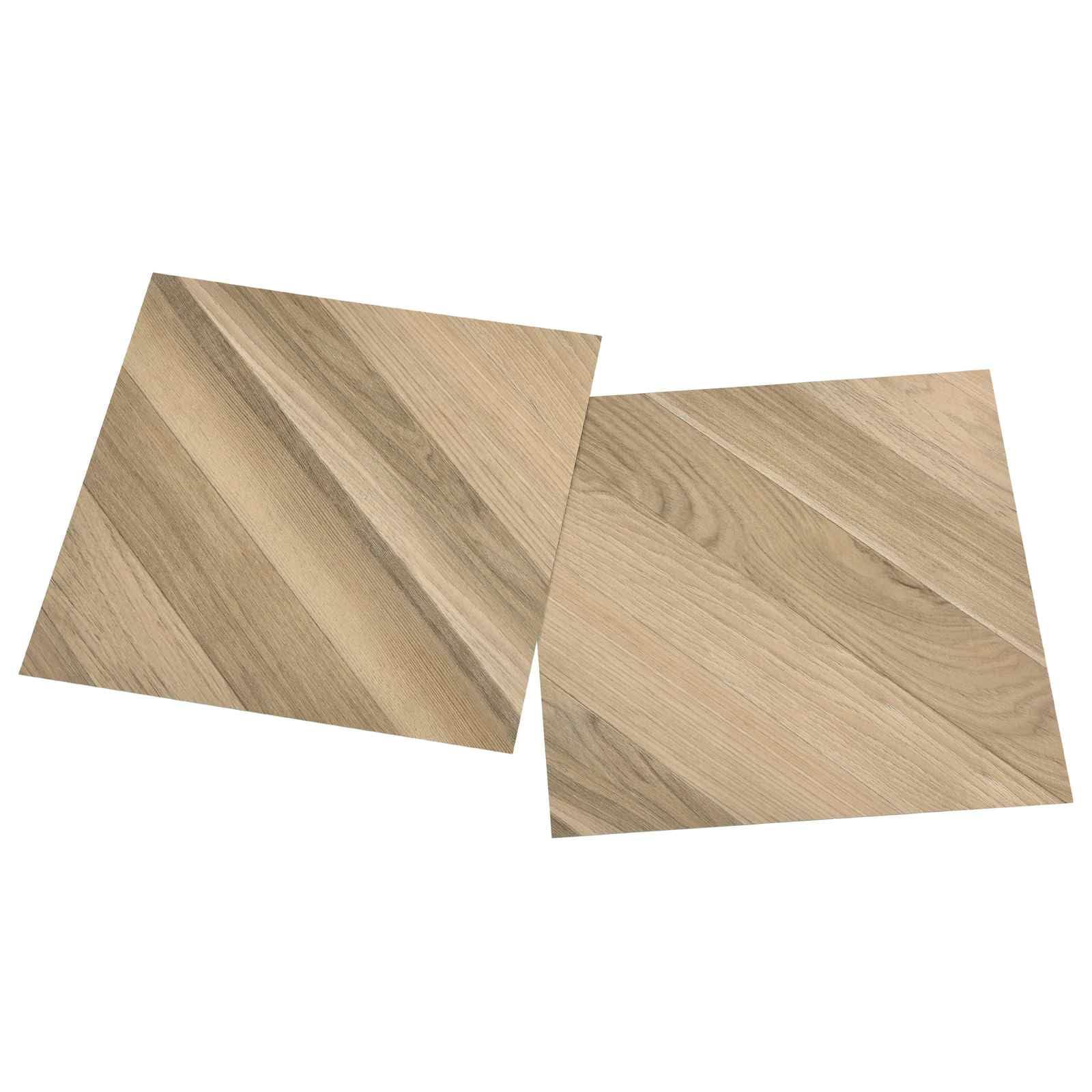 Lot de 55 dalles de sol autocollantes en PVC de 5,11 m², marron, pour l'intérieur, rectangulaires avec bords lisses, installation facile à faire soi-même, surface facile d'entretien pour les espaces