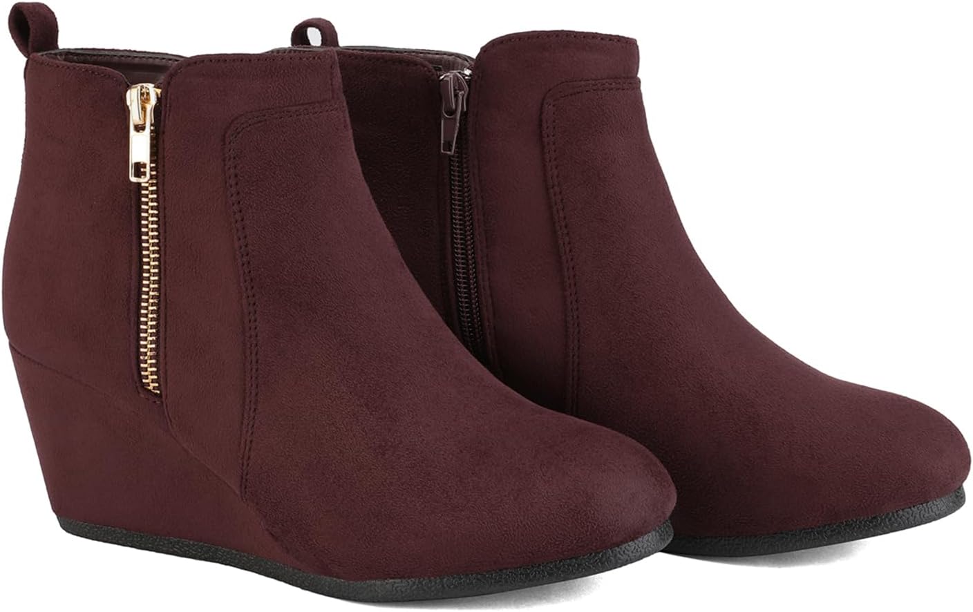 DREAM PAIRS Women's Suede Low Wedges Ankle Boots - Image 4