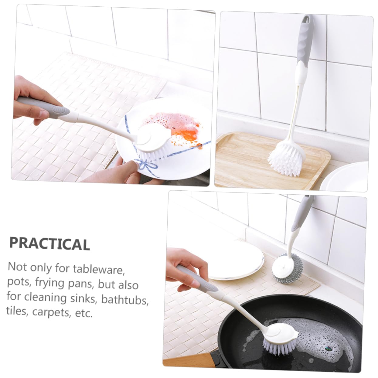 2 Sätze Teiliges Reinigungspinsel Mit Langem Griff Multifunktionale Küchenspülbürste Für Töpfe Pfannen Und Schwer Erreichbare Stellen 4 Stück * 2