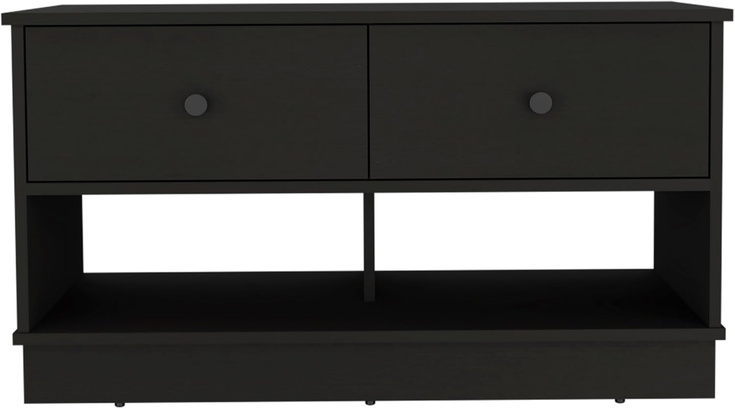 Tuhome Hamilton Storage Bench with Two Spacious Drawers, Dual Open Shelves for Shoe or Accessory Organization, Sturdy Top Surface and Versatile Entryway or Bedroom Design for Modern Home Storage