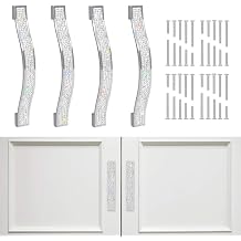 SAVORI Drawer Pulls Handle Bling Crystal Dresser Cupboard Closet Cabinet Wardrobe Door Furniture Handles Hardware Handle Pull for Home Kitchen Bathroom 4 Pack 14cm - 4 Pack, White