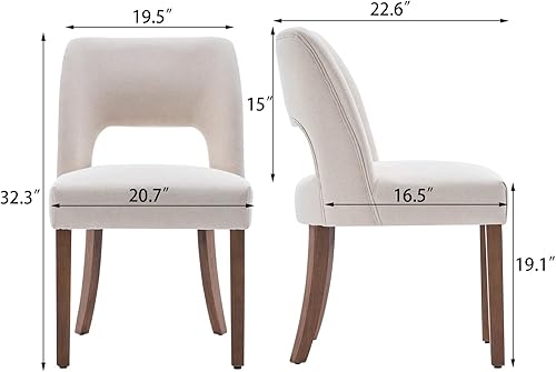 Miniatura 2 de VKNOW Juego de 2 sillas de comedor de madera, sillas de comedor tapizadas de tela moderna, sillas de cocina, sillas de cena de granja para cocina,
