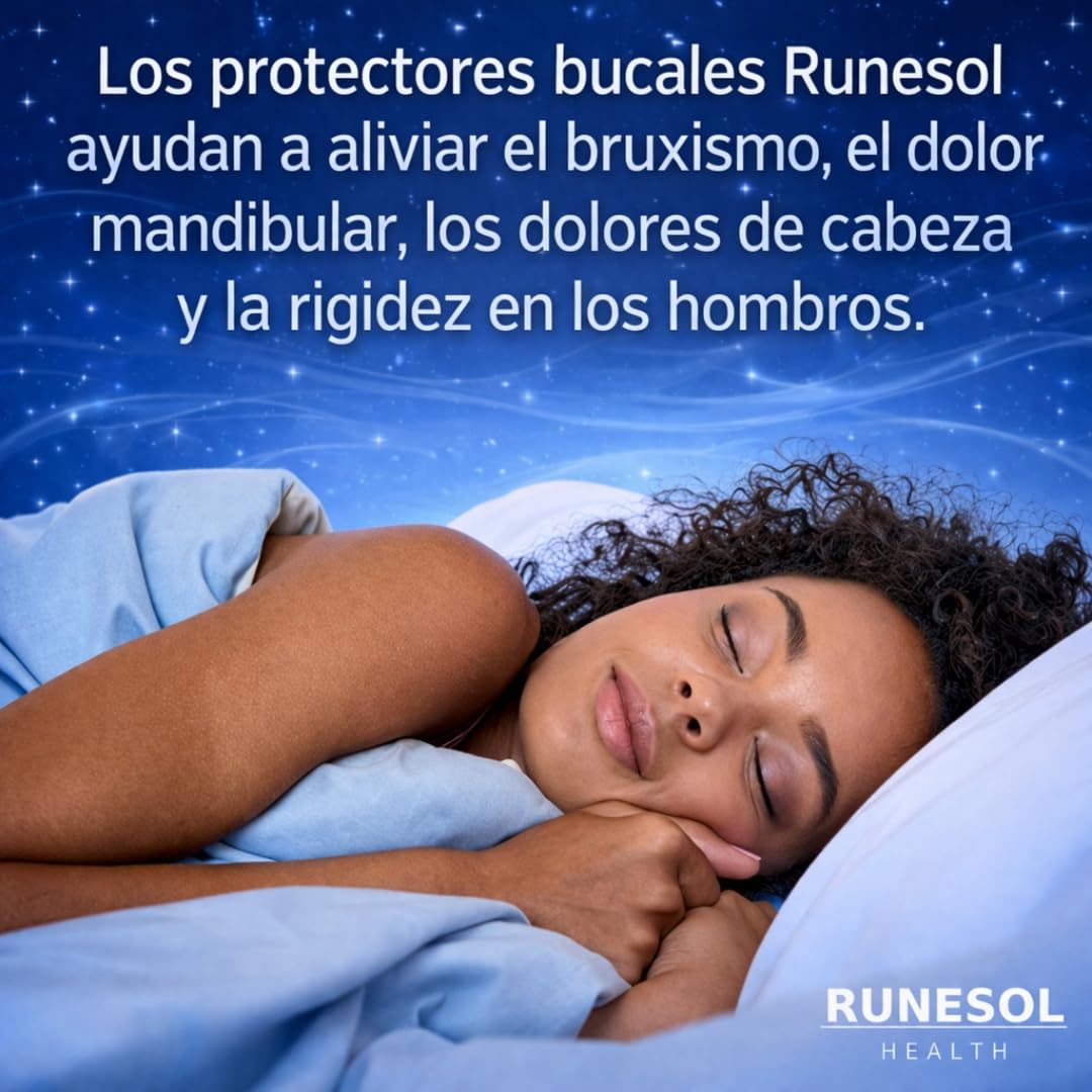 Runesol Ferula Descarga Bruxismo, 4pcs Grande Bruxismo Dental Noche, Sin BPA y Dispositivo Dédico CE Ferula Dental Bruxism, Protector Bucal para Dormir, Bruxism, Roncar, Deporte, Funda Dientes — view 6