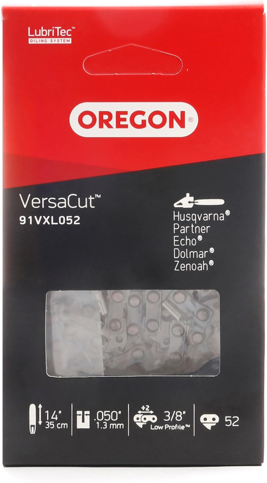 VersaCut 3/8" Low Profile Pitch, .050" (1.3 mm) Gauge Semi-Chisel Chainsaw Chain for 14 Inch Bar - 52 Drive Links - fits Husqvarna, Makita, Dolmar, Einhell, Echo, and More (91VXL)