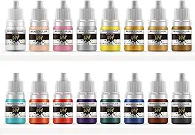 VM Conjunto de tinta em miniatura ecológica à base de água pigmento velocidade cor do modelo, resistente à luz e não desbota para resina/metal/plástico/modelos, 16 frascos x 5 ml (conjunto de cores