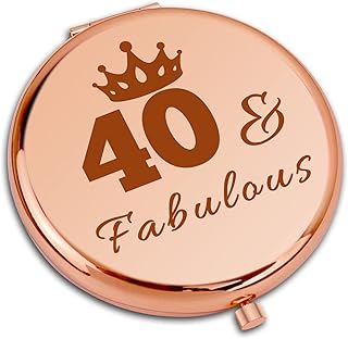 Dabihu 40th Birthday Gifts for Women Compact Makeup Mirror for Mum Wife Aunt Sister 40 Year Old Birthday Gifts Funny 40th Birthday Gifts for Colleague Boss Turning 40 Gifts Folding Makeup Mirror
