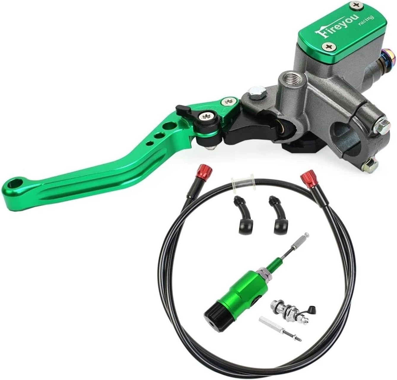 Motorcycle Hydraulic Clutch Kit Brake Lever Master Cylinder Knitting Oil Hose Brake Pump For Yamaha Kawasaki Honda Suzuki Motos(Kit for left Green)