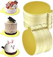 UPlama 200 Pack Gold 3.15 Inch Round Mini Cake Boards for Cupcakes Pastries Weddings Birthdays