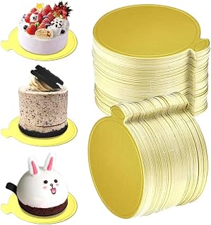 UPlama 200 Pack Gold 3.15 Inch Round Mini Cake Boards for Cupcakes Pastries Weddings Birthdays