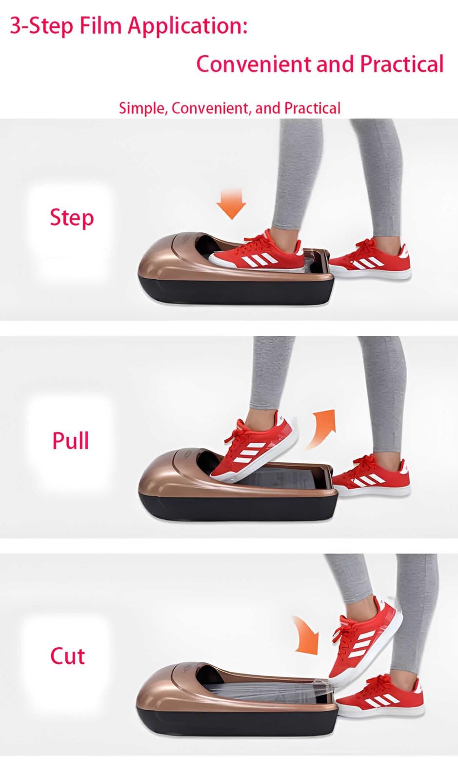 Dispensador de Cubrezapatos Desechables con Pedal y 3 Rollos de PelíCula. MáQuina AutomáTica PortáTil para Fabricar Cubrezapatos