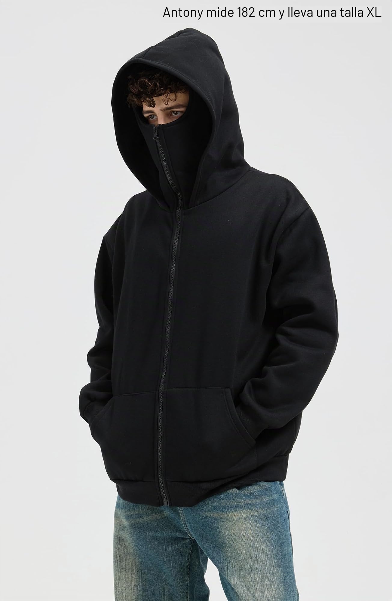 Sudadera Hombre con Capucha y Cremallera Cálida Pasamontañas Hoodie Chaqueta Hombre Entretiempo Otoño-Invierno Balaclava Deportes Manga Larga