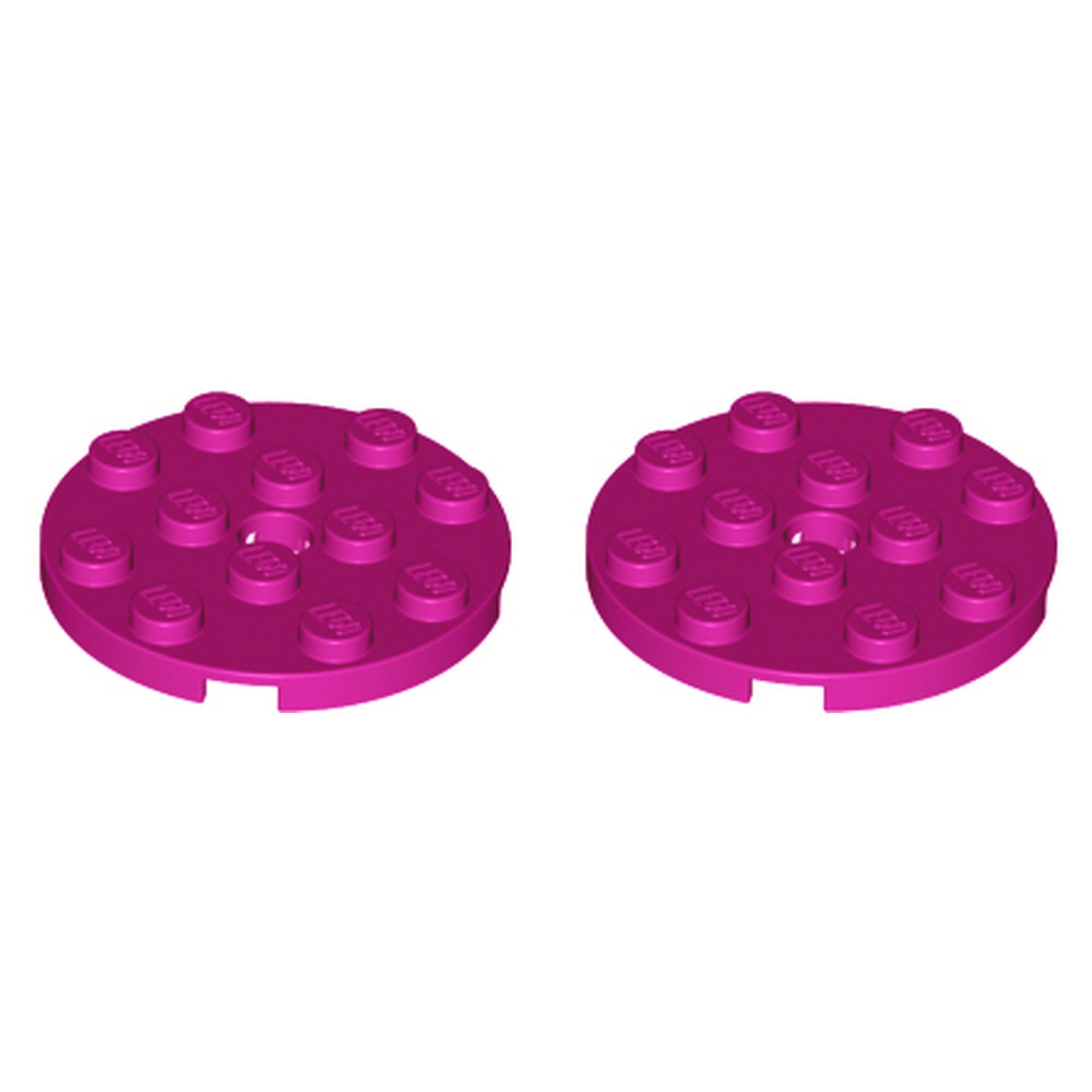 LEGO Plate, Round 4 x 4 with Hole, Part 60474 (Magenta, 2, Bricks)