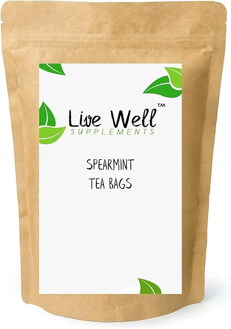 Spearmint Herbal Tea Bags (Unbleached Tea Bags) Premium Quality! (10 Tea Bags)