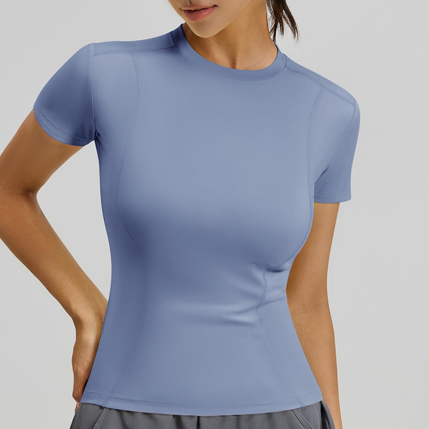 Lot de 3 hauts de sport pour femme - T-shirt basique à manches courtes - Séchage rapide - Extensible - Pour le sport, la gym, le fitness, le yoga