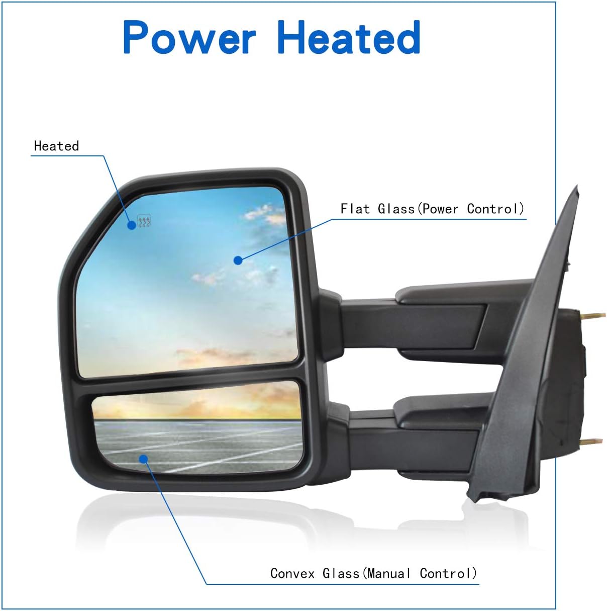 JZSUPER Tow Mirrors for Ford F150 2015 2016 2017 2018 2019 2020 Left Driver Side Towing Mirrors with Power Heated Puddle Lights Turn Signal Auxiliary Lights Temperature Sensor