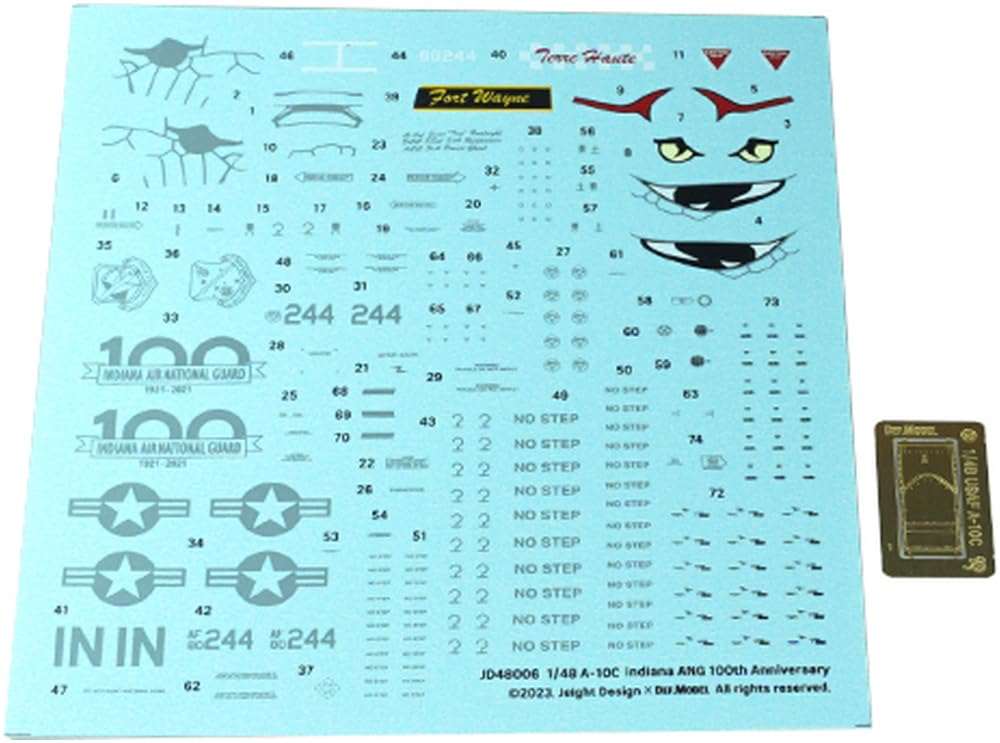 DEF.MODEL デフモデル 1/48 現用 アメリカ A-10C サンダーボルト2 デカールセット インディアナ州空軍100周年記念塗装 (アカデミー用) プラモデル用デカール JD48006