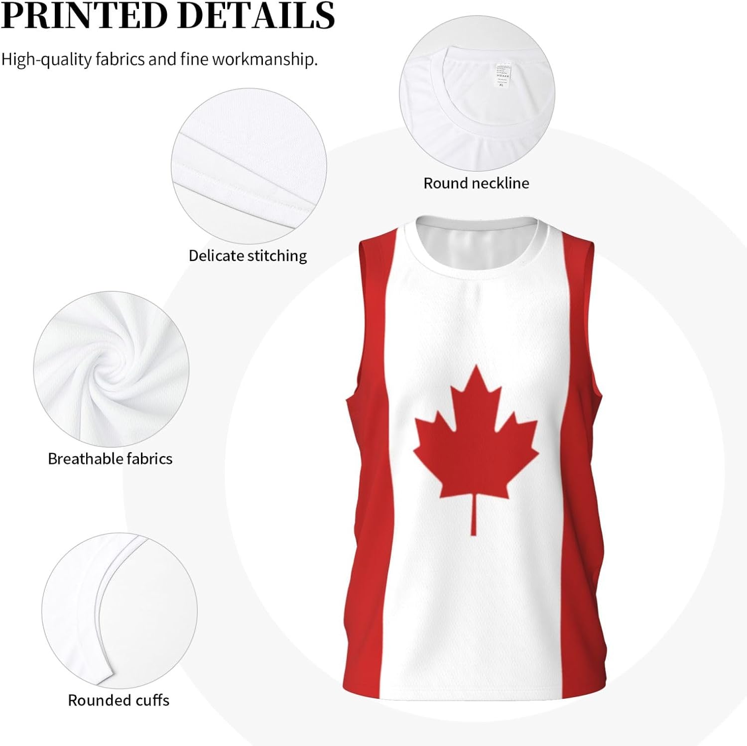 Canada Basketball Jersey – Men's Sleeveless 3D Sports Shirt