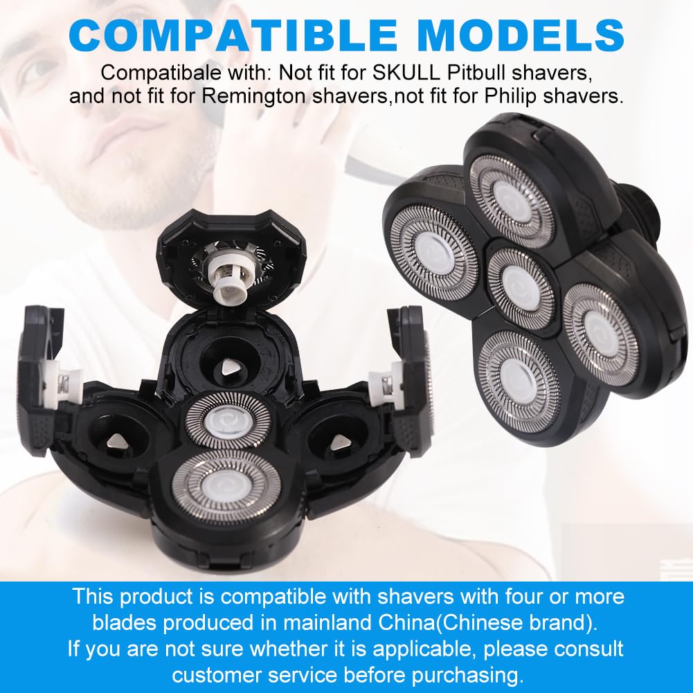 Men Electric Shavers Replacement Heads, Washable Blade Trimmers Head Home Mesh Easy Install Compatible with Shavers with Four Or More Blades Produced in Mainland(Color:2 Shaver Head+2 Cleaning Brush) image 8 of 9 B0FBW1DL2H