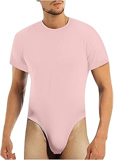 Body sexy de manga corta para hombre, body de una pieza, color sólido, corte alto de pierna para hombre, lencería