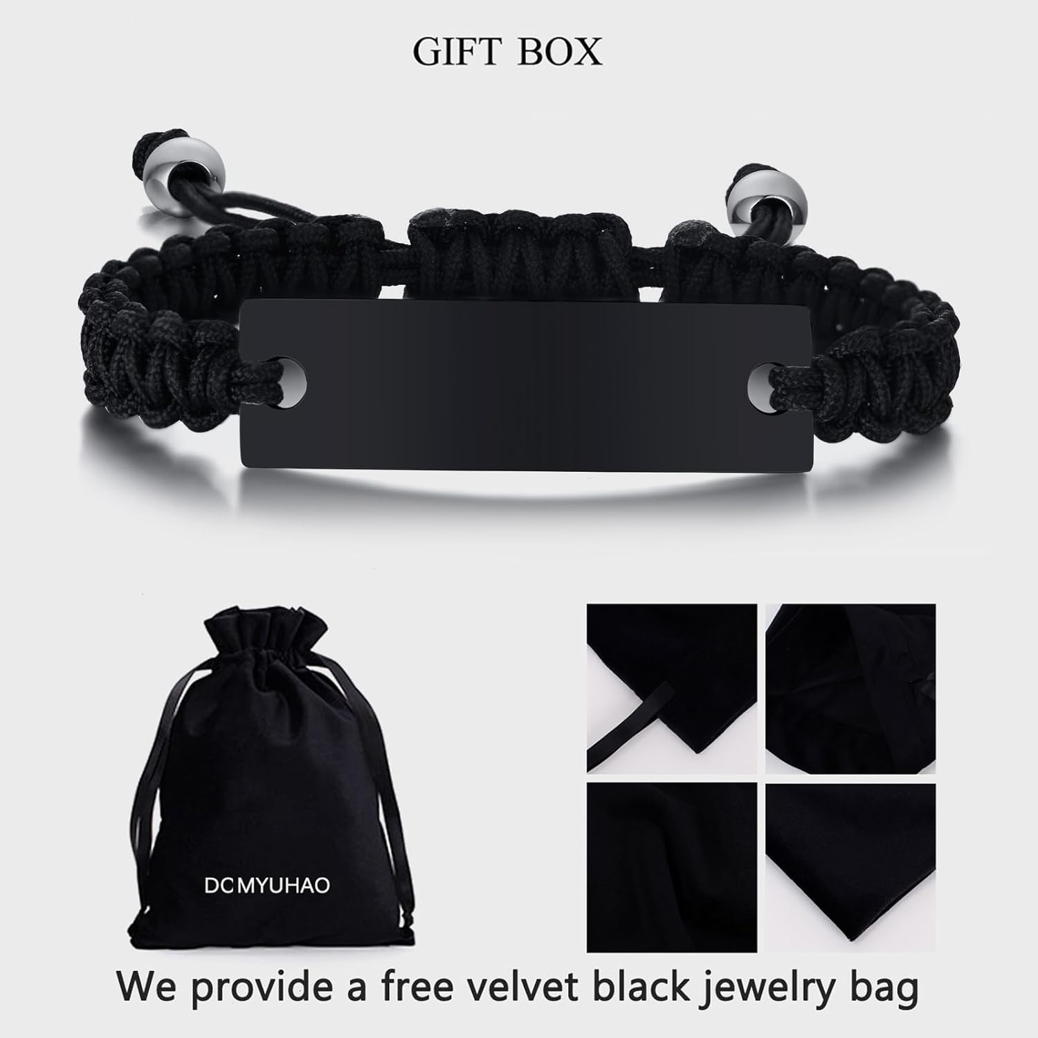 Medical Alert Rope Bracelet Engraved Gifts for Men Women,Muslim Islam Allah, There is no God but Allah, Islamic Jewelry, Arabic Shahada Bracelet, Protective (Black) - Image 8