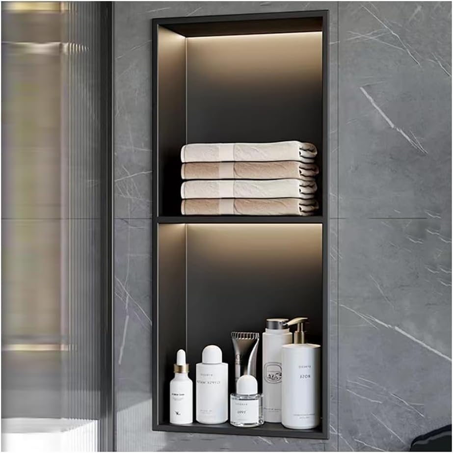 Douche en acier inoxydable encastrée avec 3 étagères de douche modernes