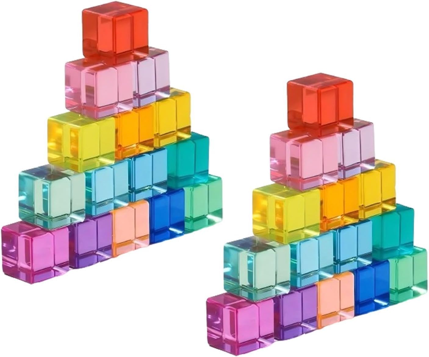 SPSMOKH Rainbow Acrylic Gem Cubes, Translucent Sensory Building Blocks, Educational Stacking Toys for Kids Toddlers, Perfect for Christmas Birthday Gifts (30 Pcs cube)