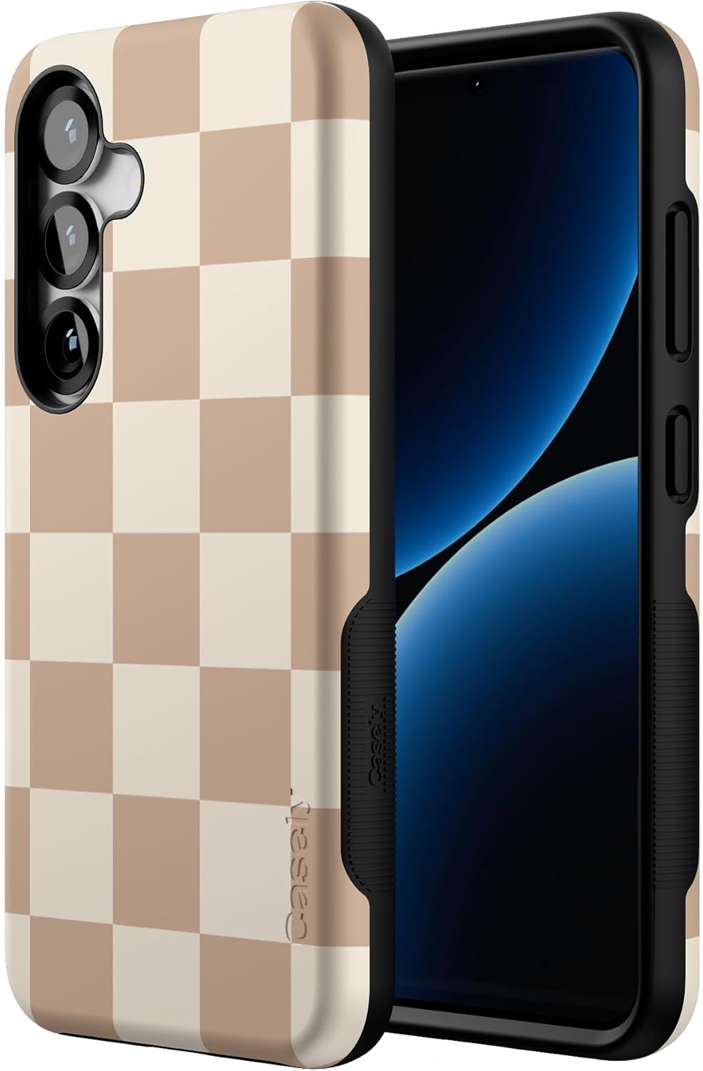 Casely Galaxy S25 Case | Fit Check | Neutral Checkerboard | Bold Protective Design | Compatible with MagSafe